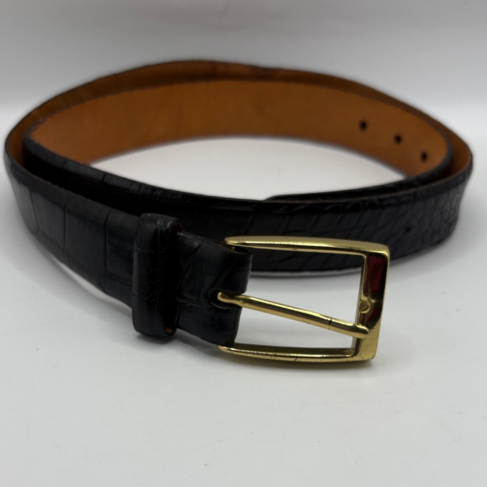 Martin Dingman William 2 Buckle Alligator Grain Italian Calf Leather Belt